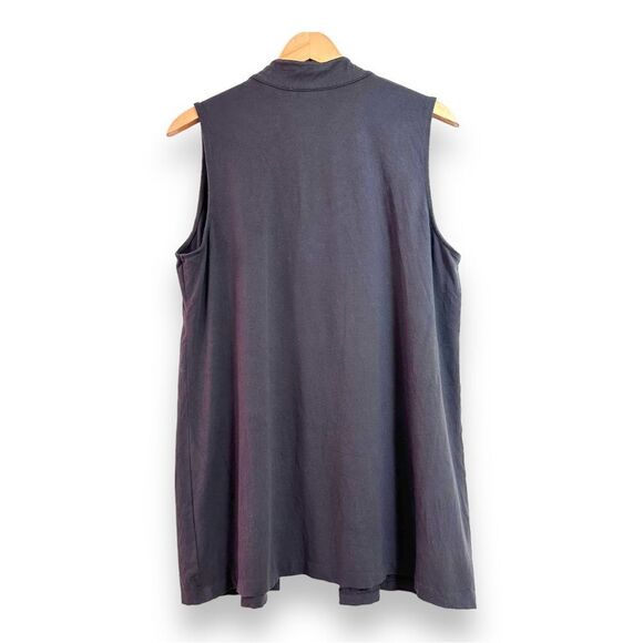 J. JILL | Long Open Front Tunic Vest Stretch Tab Collar Duster Dark Gray Size M - Picture 2 of 5